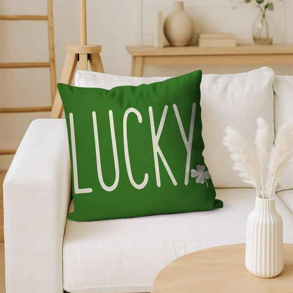 BingTong St Patricks Day Pillow Covers 18x18 In St Patricks Day Decorations for Home Shamrock Lucky St Patricks Day Decorative Throw Pillows Farmhouse St Patricks Day Decor B