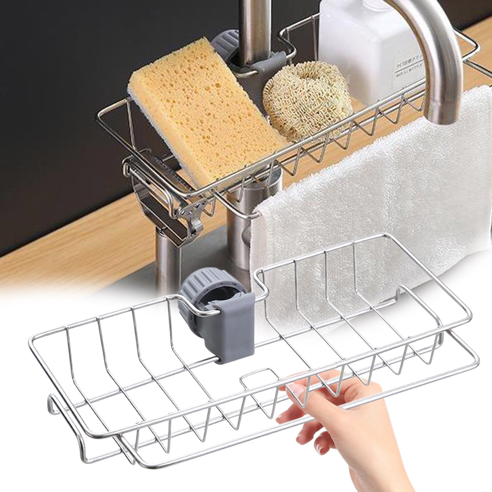Sponge Cake Rack BingTong Stainless Steel Kitchen Sink Sponge Holder Rack,Sink Organizer ...