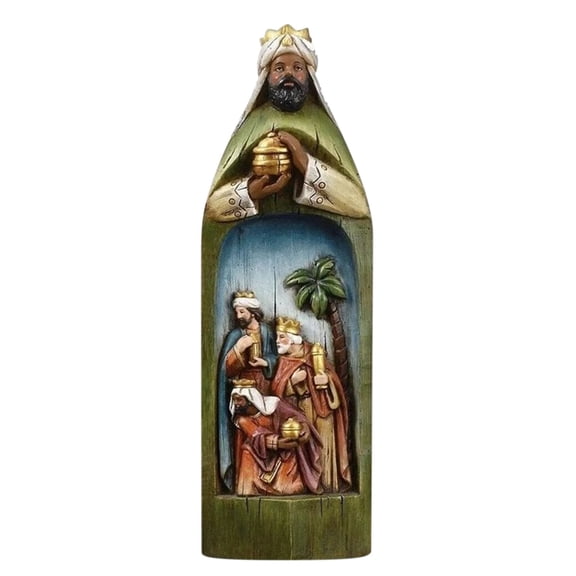 BingTong Three Wise Men Nativity,Christmas Nativity Collection Resin Crafts,Three Kings Figurine Roman Kings Nativity,Craft Religious Decor Nativity Scene,Abstract Art Sculpture 1pcs Green