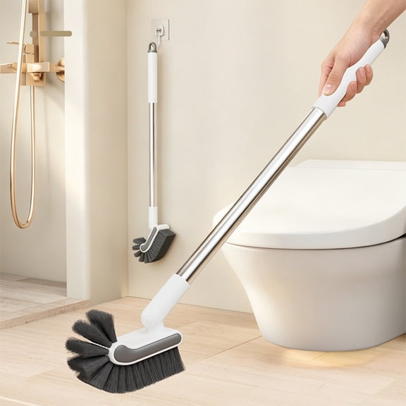 BingTong Toilet Cleaning Brush  22.8 Inch Long Handle Bathroom Cleaner, Detachable Stiff Bristle Brush (White)