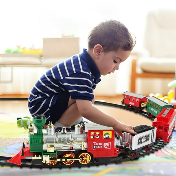 Gpaecead Train Set - Toy Train for Boys Girls with Headlight and Sound, Train Toy with Steam Locomotive, Train Carriages and Tracks, Toddler Musical Train for 3 4 5 6 7 8+ Year Old Kids