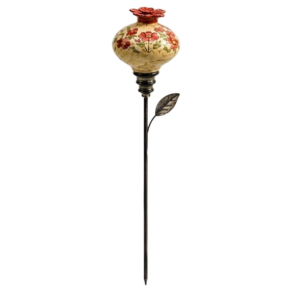 BingTong Vintage Hummingbird Feeder Garden Stake, Red Flower Nectar Feeder for Flower Beds, Decorative Outdoor Bird Feeder for Garden, Yard & Patio,A