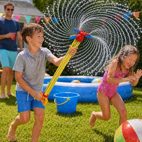 BingTong Water Pull-Back Toy 12-Hole Rotating Firecracker Water Toy, Summer Pool Fun for Kids (Color)