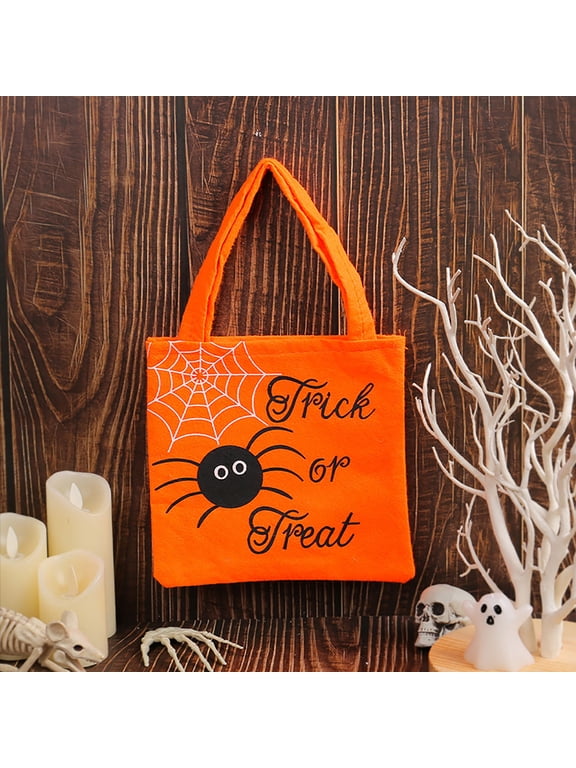 Women's Halloween Tote Bag Halloween Pumpkin Handbag Fashion Handle Purses Printed Pattern Ladies Bag 8*8In 1pcs Orange