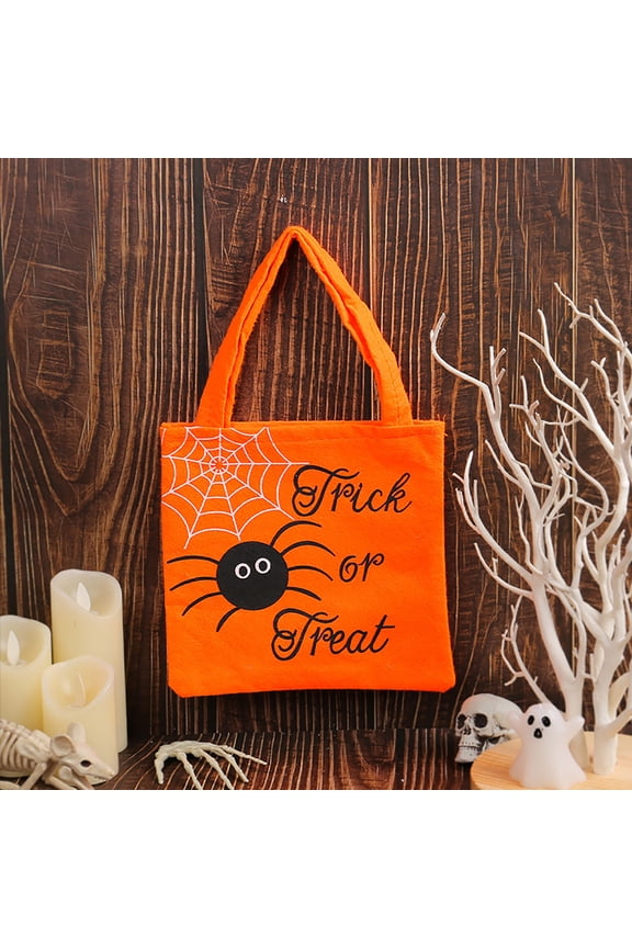 Women's Halloween Tote Bag Halloween Pumpkin Handbag Fashion Handle Purses Printed Pattern Ladies Bag 8*8In 1pcs Orange