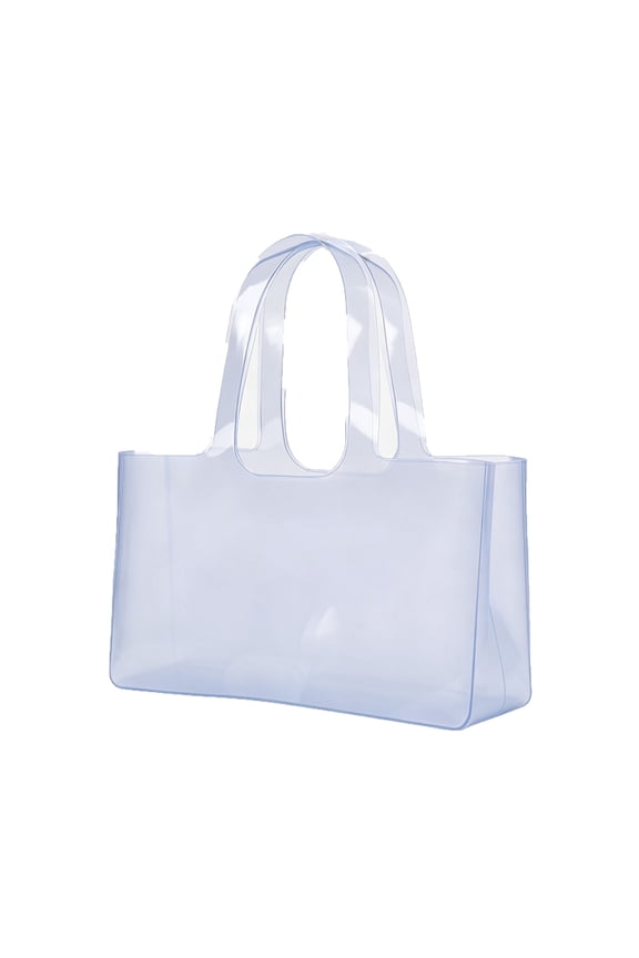 Women's Jelly Tote Bag,Glossy Transparent Shoulder Handbag,Candy Color Large Capacity Shopping Bag For Women Waterproof Beach Bags for Family Summer Travel White