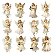 BingTong Wooden Angel Christmas Ornaments Vintage Rustic Hanging Xmas Tree Decorations, Retro Wooden Angels with String Holiday Home Indoor Decor Gifts for Friends Family A