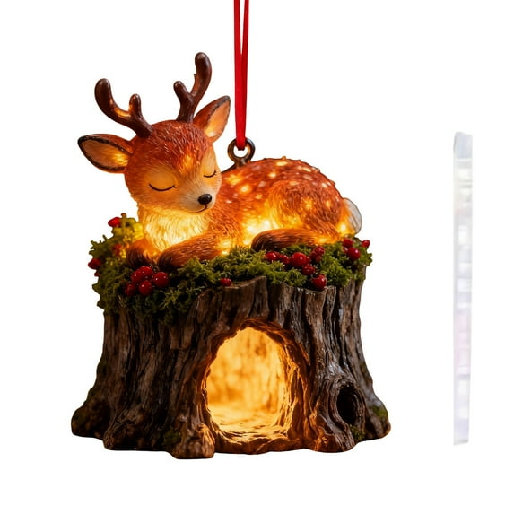 BingTong Woodland Animal Ornaments, Forest Animal Christmas Ornaments, Pine Cones for Christmas Tree, Acrylic Hanging Ornament Home Party Decor, Woodland Creature Figurine E
