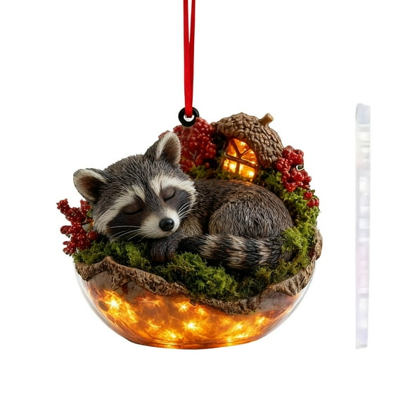 BingTong Woodland Animal Ornaments, Forest Animal Christmas Ornaments, Pine Cones for Christmas Tree, Acrylic Hanging Ornament Home Party Decor, Woodland Creature Figurine C