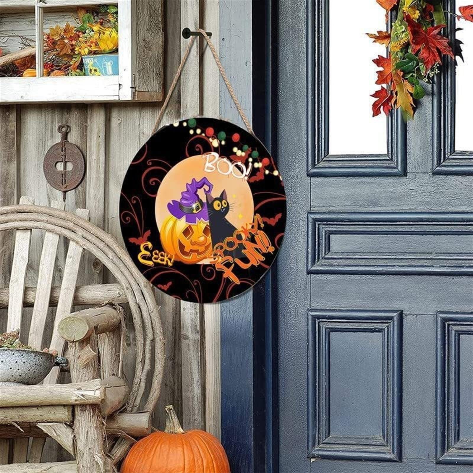 BingYELH Halloween Pumpkin Door Sign Wall Decor Hanging Decoration