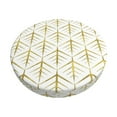 thumbnail image 1 of Bingfone 12 Inch Padded Round Bar Stool Cover Cushion With Elastic Fabric Round Chair Seat - White And Gold Geometry, 1 of 7