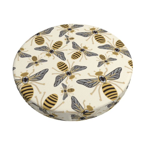 Bingfone 13 Inch Padded Round Bar Stool Cover Cushion With Elastic Fabric Round Chair Seat - Flying Bees1