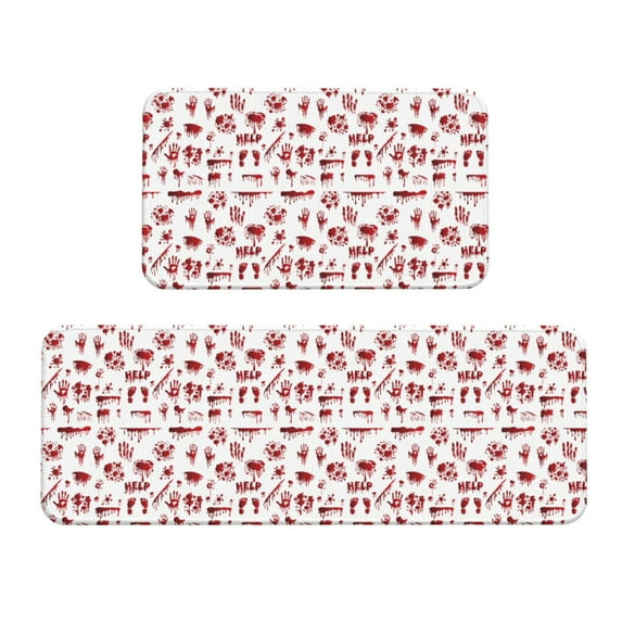 Bingfone 2 Pcs Kitchen Rugs and Mats,Cushioned Anti-Fatigue Floor Mat,PVC Non-Slip Kitchen Rug Set for Kitchen,Laundry Room,Sink 17"x47"+17"x29" - Halloween