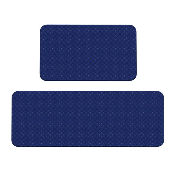 Bingfone 2 Pcs Kitchen Rugs and Mats,Cushioned Anti-Fatigue Floor Mat,PVC Non-Slip Kitchen Rug Set for Kitchen,Laundry Room,Sink 17"x47"+17"x29" - Navy Blue