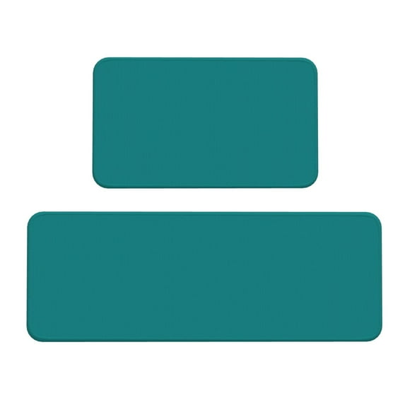 Bingfone 2 Pcs Kitchen Rugs and Mats,Cushioned Anti-Fatigue Floor Mat,PVC Non-Slip Kitchen Rug Set for Kitchen,Laundry Room,Sink 17"x47"+17"x29" - Teal