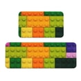 thumbnail image 1 of Bingfone 2 Pcs Kitchen Rugs and Mats,Cushioned Anti-Fatigue Floor Mat,PVC Non-Slip Kitchen Rug Set for Kitchen,Laundry Room,Sink 17"x47"+17"x29" - Colorful Building Blocks, 1 of 6