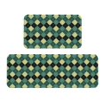 thumbnail image 1 of Bingfone 2 Pcs Kitchen Rugs and Mats,Cushioned Anti-Fatigue Floor Mat,PVC Non-Slip Kitchen Rug Set for Kitchen,Laundry Room,Sink 17"x47"+17"x29" - Green Squares, 1 of 6