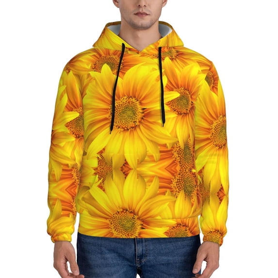 Bingfone 3d Sunflowers Men'S Drawstring Hoodie Long Sleeve Pocket Sweatshirts-X-Large