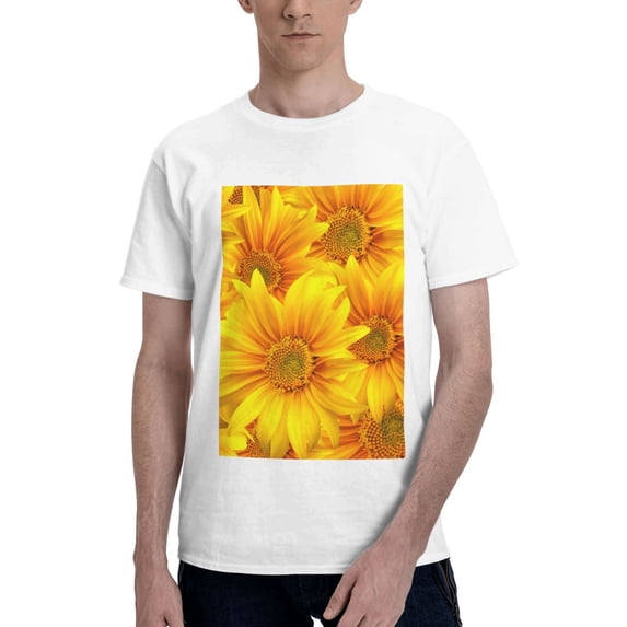 Bingfone 3d Sunflowers Men'S Loose Fit Short-Sleeve Pocket T-Shirt