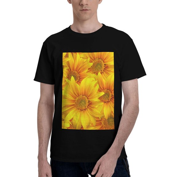 Bingfone 3d Sunflowers Men'S Loose Fit Short-Sleeve Pocket T-Shirt