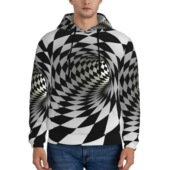 Bingfone 3d Vortex Illusion Men'S Drawstring Hoodie Long Sleeve Pocket Sweatshirts-X-Large