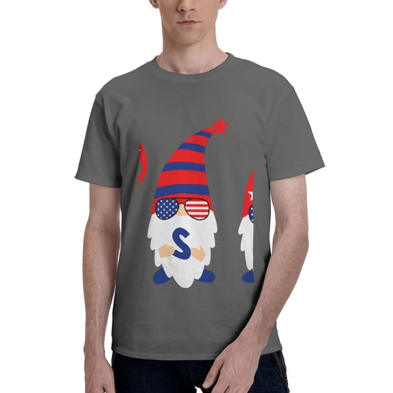 Bingfone 4th Of July Gnomes Men'S Loose Fit Short-Sleeve Pocket T-Shirt