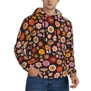Bingfone 70s Groovy Hippie Retro Men'S Drawstring Hoodie Long Sleeve Pocket Sweatshirts-Small
