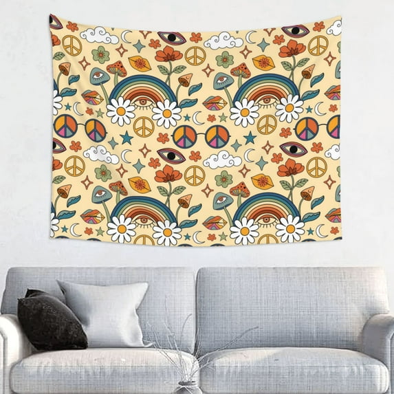 Bingfone 70s Hippie Style Tapestry Wall Hanging Decor For Living Room Bedroom Dorm Classroom Office Decor 29x37 Inch