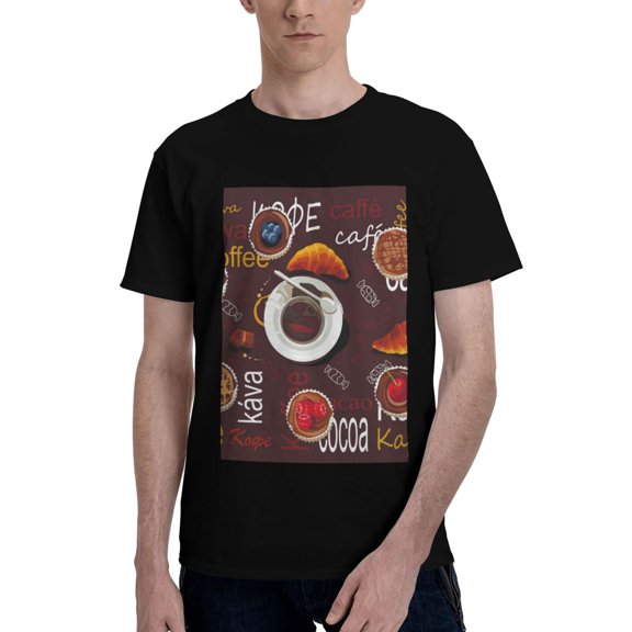 Bingfone A Cup Of Black Coffee On A Saucer Men'S Loose Fit Short-Sleeve Pocket T-Shirt