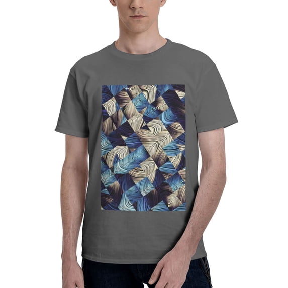 Bingfone Abstract Blue Squares Men'S Loose Fit Short-Sleeve Pocket T-Shirt