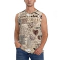 thumbnail image 1 of Bingfone Abstract Coffee Pattern With Letters Pattern Men's Tank Tops Workout Sleeveless Tee Shirts Running Beach Tanks for Men-Large, 1 of 8