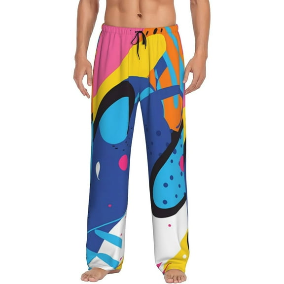 Bingfone Abstract Color Splash Mens All Over Print Sleep Pajama Pants-Medium