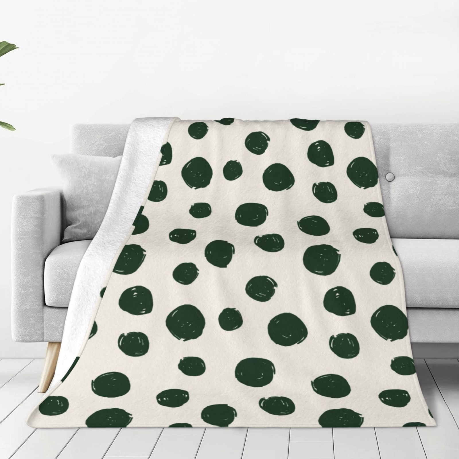 Bingfone Abstract Green Polka Dot Print Flannel Fleece Blanket Throw