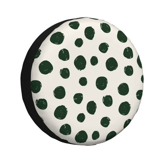 Bingfone Abstract Green Polka Dot Spare Tire Cover Weatherproof Universal Wheel Protectors for RV Camper Travel Trailer SUV Truck-14 inch