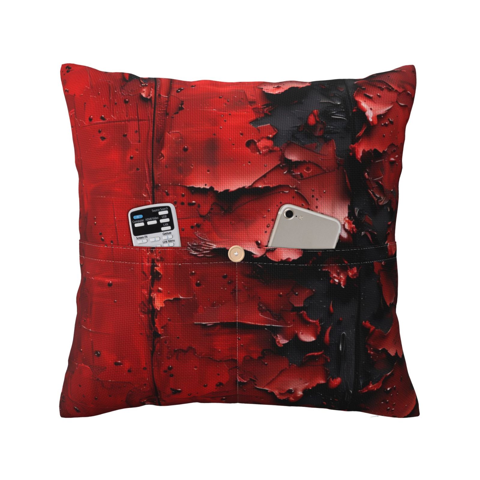 Bingfone Abstract Red Textured Canvas Linen Throw Pillow Covers Cushion
