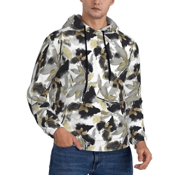 Bingfone Abstract Watercolor Men's Drawstring Hoodie Long Sleeve Pocket Sweatshirts-4X-Large