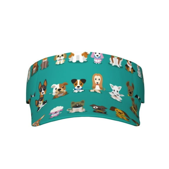 Bingfone Adjustable Empty Top Sun Visor For Women And Men-Cartoon Dogs