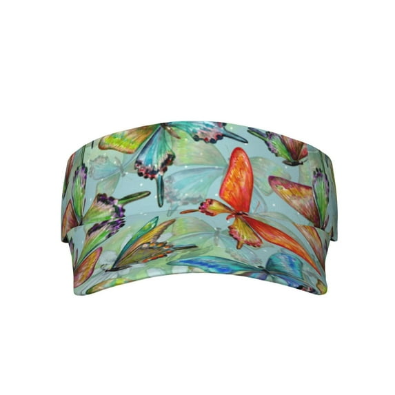 Bingfone Adjustable Empty Top Sun Visor For Women And Men-Retro Seamless Flying Butterflies