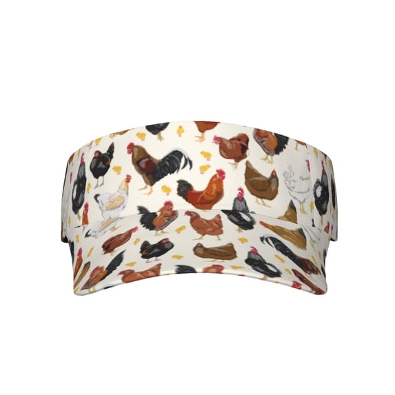 Bingfone Adjustable Empty Top Sun Visor For Women And Men-Roosters And Chickens
