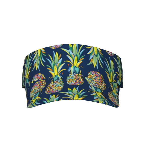 Bingfone Adjustable Empty Top Sun Visor for Women and Men-Colorful Pineapples