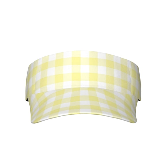Bingfone Adjustable Empty Top Sun Visor for Women and Men-Lemon Yellow Checkboard