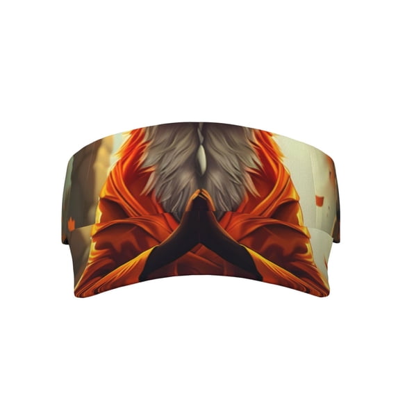 Bingfone Adjustable Empty Top Sun Visor for Women and Men-Maple Leaf Meditating Fox