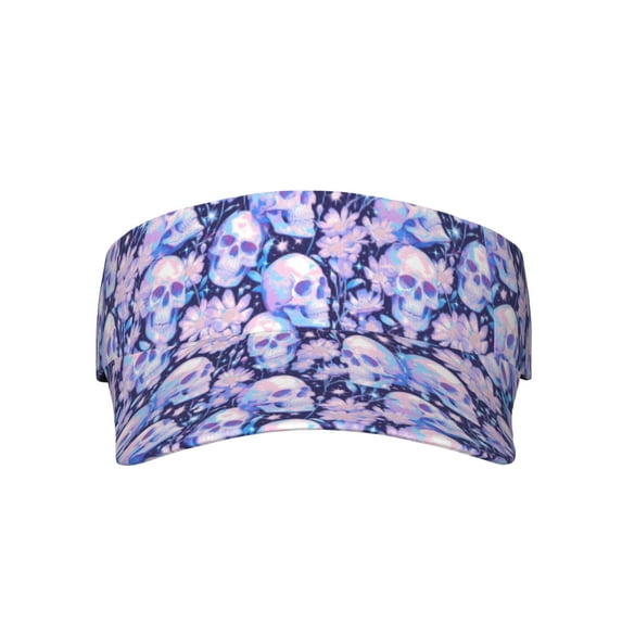 Bingfone Adjustable Empty Top Sun Visor for Women and Men-Skull star crystal
