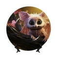 thumbnail image 1 of Bingfone Adorable Fluffy Bat Print Bone China Dinner Decorative Plates,Handmade Ceramic Dinner Plate with Stand for Home Club-6in, 1 of 6