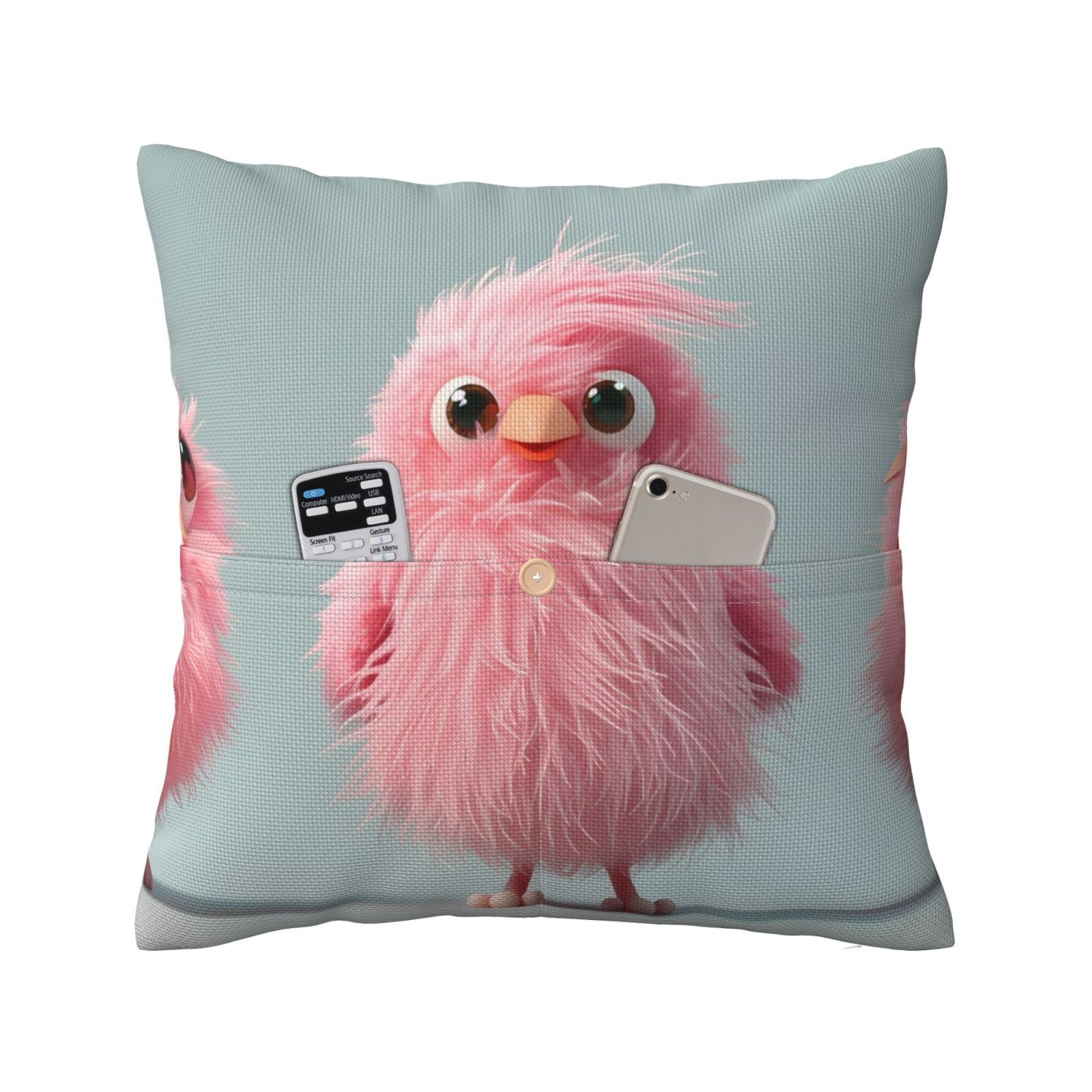 Bingfone Adorable Pink Fluffy Birds Linen Throw Pillow Covers Cushion