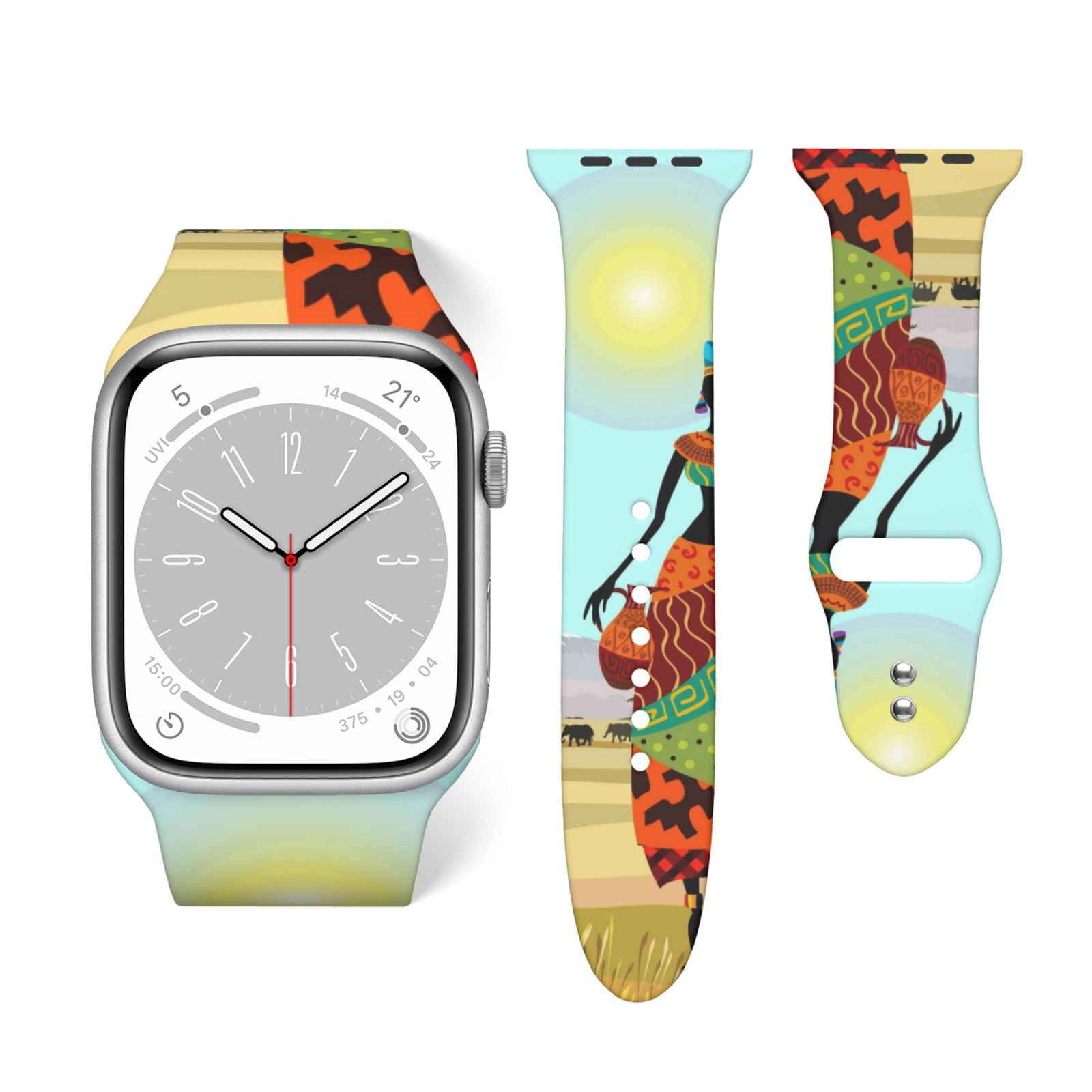 Bingfone African Women Print Compatible With Apple Watch Band,Silicone ...