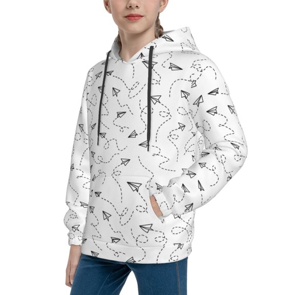 Bingfone Airplane Pattern Youth Classic Hoodies Soft Hooded Pullover Sweatshirts for Girls and Boys