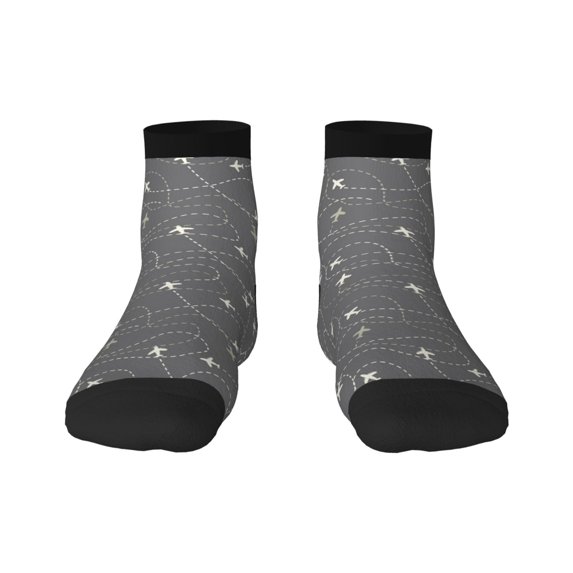 Bingfone Airplane Routes Around The World Design Patterned Men'S Women'S Casual Cotton Socks