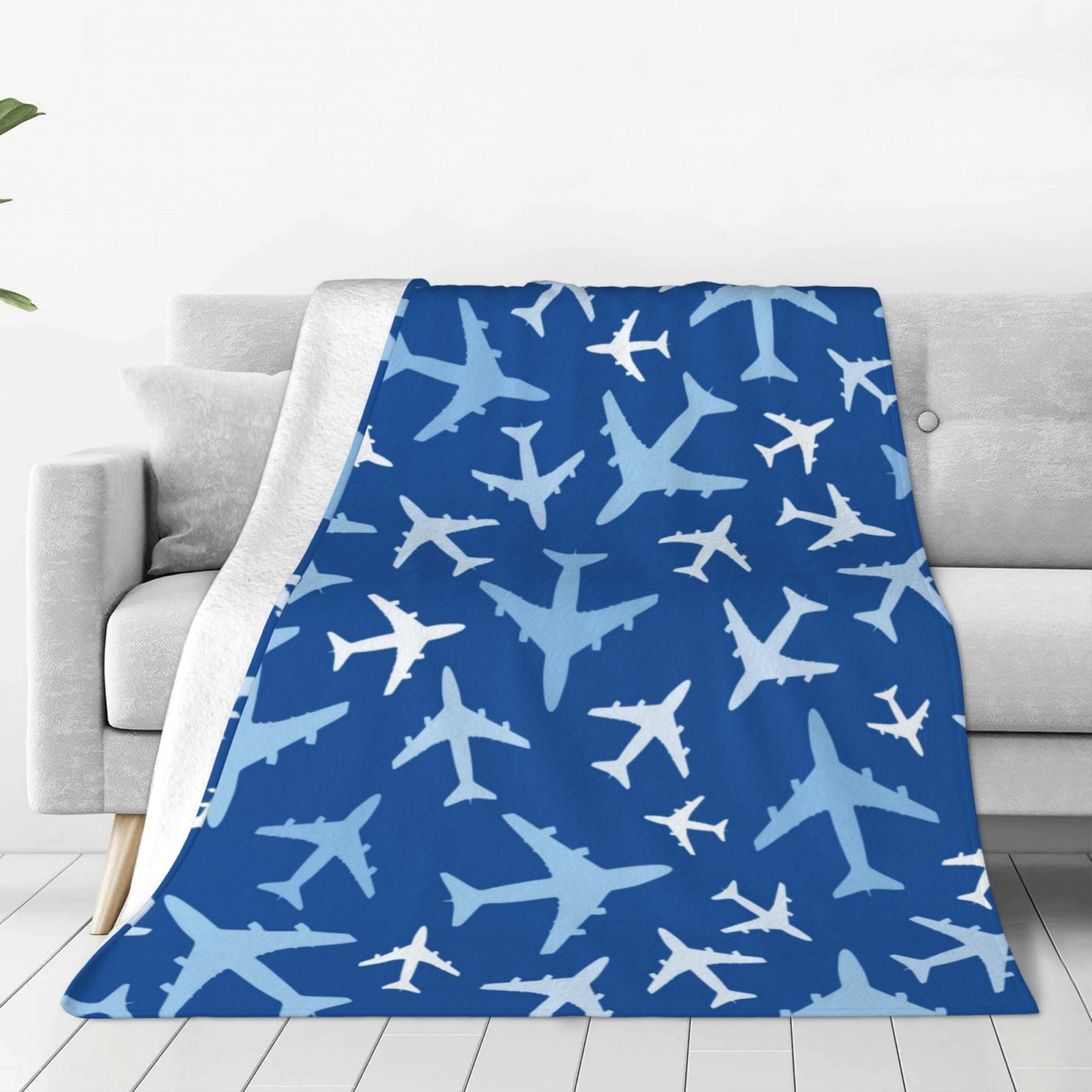 Bingfone Airplanes In The Sky Print Flannel Fleece Blanket Throw