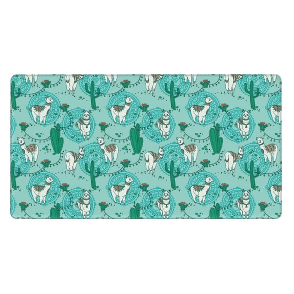 Bingfone Alapaca In Boho Large Gaming Mouse Pad,Extended Desk Mousepad With Stitched Edges,Non-Slip Base,Water Resist Keyboard Pad For Gamer, Office & Home, 29.5 X 16 In